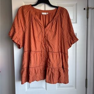 Wonderly Terracotta Blouse with Button Detail